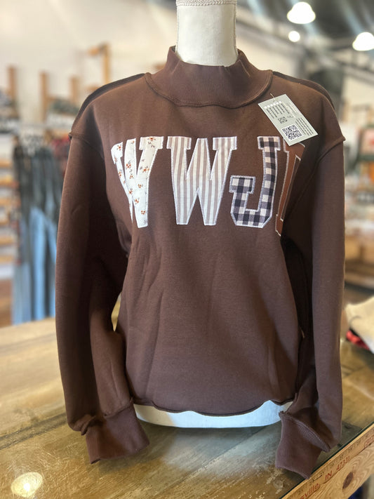 WWJD - Brown Mockneck